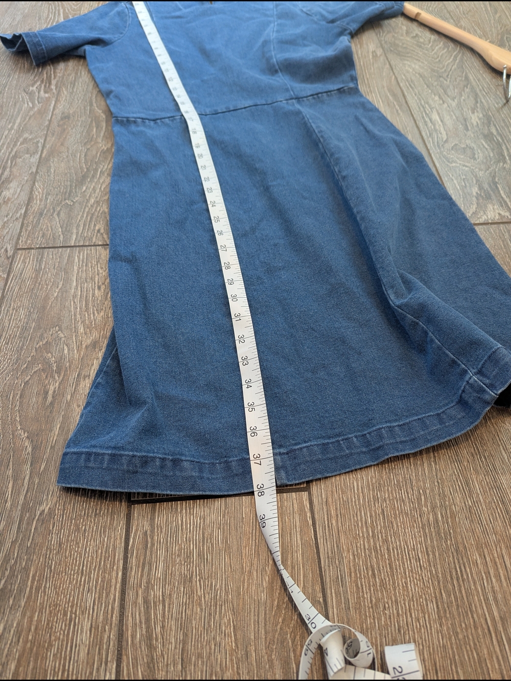 Denim Short Sleeve Dress Butter Mom Knee Length Size Small - Picture 10 of 11